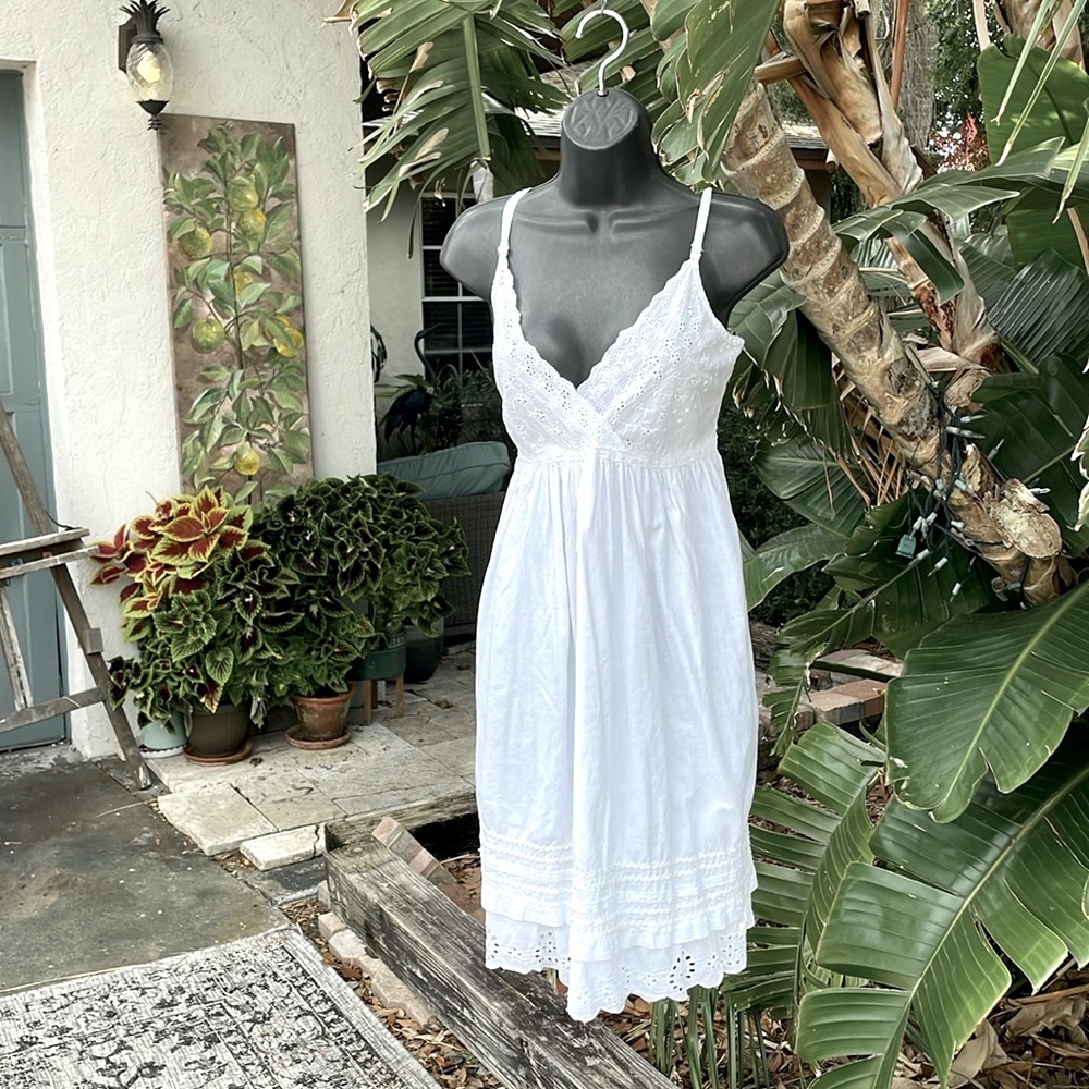 tiered hem eyelet slipdress
